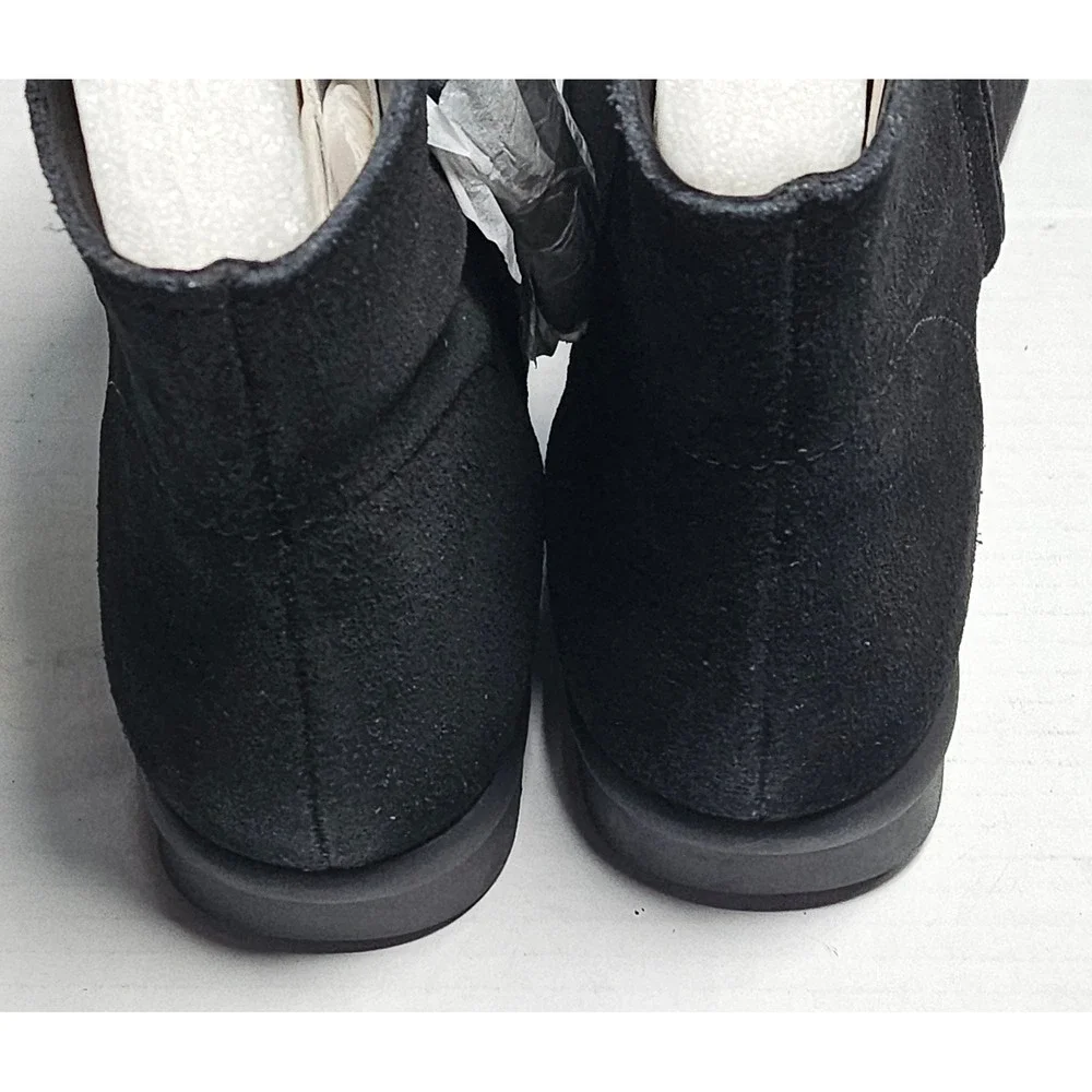 Vaneli‎ Sport Dommie Black Suede Ankle Boots Side Zip Wedge Booties Womens 6.5W